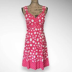 BODEN Pink and White Sleeveless Fit and Flare Dress Size‎ 4 | EUC